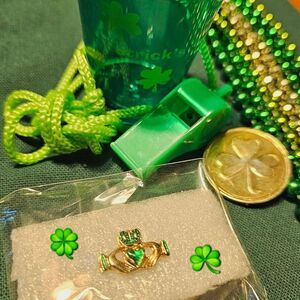 Irish Claddagh Lapel Pin in Green W/ Gold Plate + St. Patrick's Day Accessories